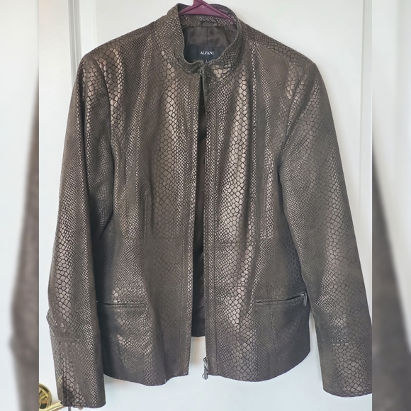 Alfani Jackets & Blazers - Genuine Leather (Python Print) Short-Collar Jacket